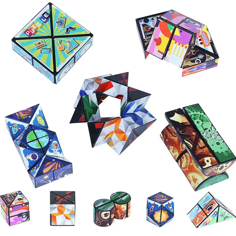Khối Lập Phương Ma Thuật, 3D, Hình Dạng Rubik Từ Tính Họa Tiết, Hộp Chuyển Nhượng, Giải Tỏa Căng Thẳng Gấp Trí Tuệ 4