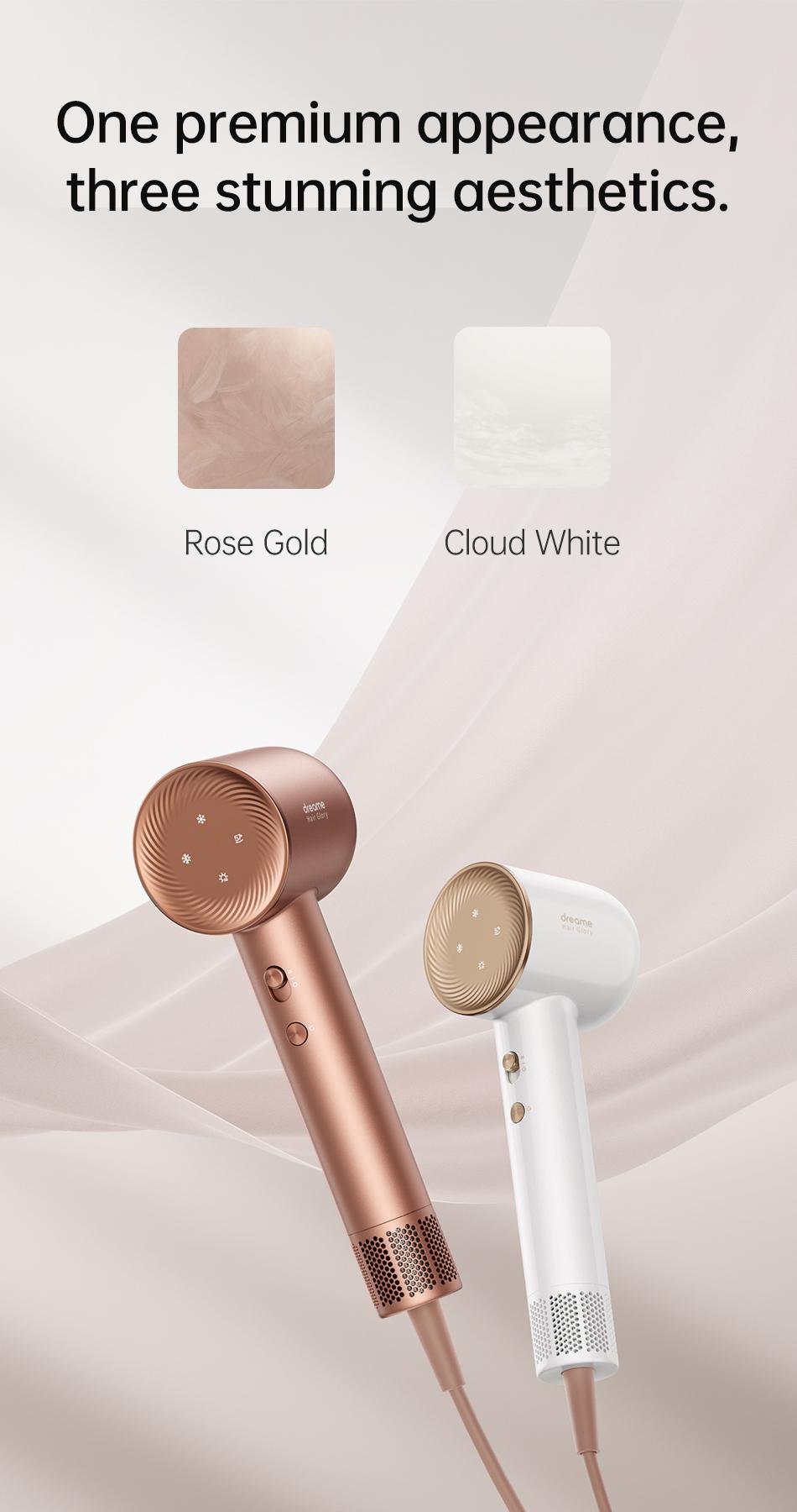 Dreame Hair Glory Hair Dryer Pengering Rambut | Kecepatan Tinggi 2 Menit Cepat Kering  | Perawatan Rambut dengan Esensi dan 300 Juta Ion Negatif Hairdryer| 2 Tahun Garansi