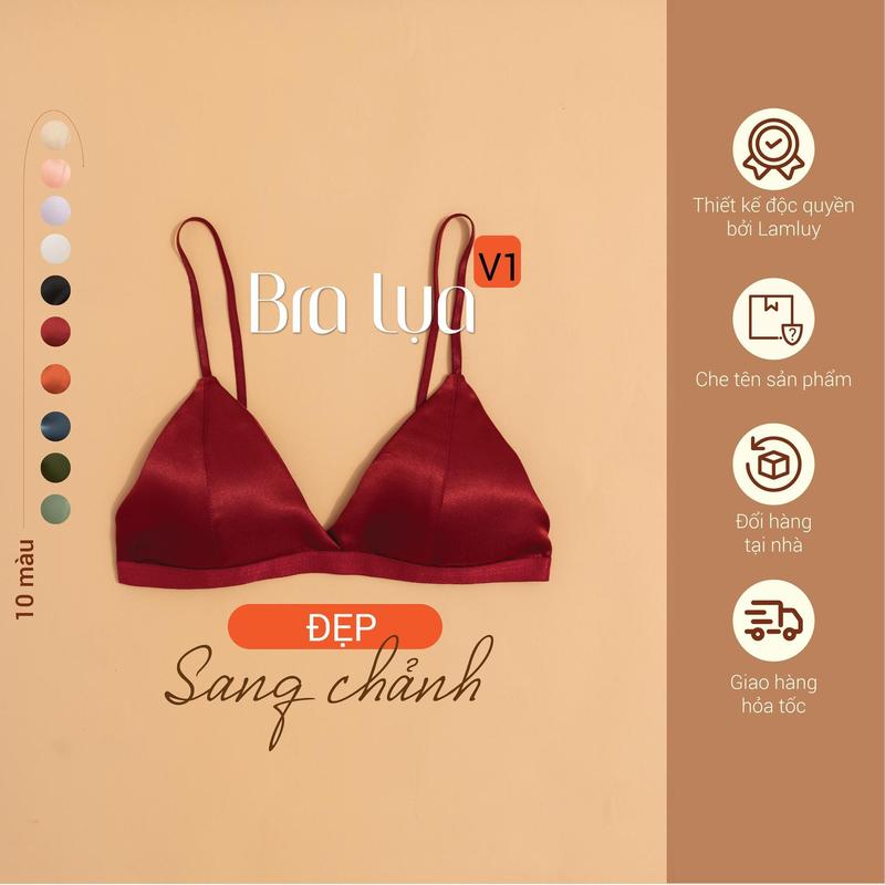 [Lamluy x SSSS] Áo ngực lụa LAMLUY thiết kế không gọng chất liệu lụa mềm mịn, nhiều màu 1A46NM