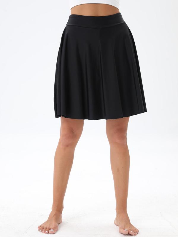 Women's Solid High Waist Swim Skirt, Casual Plain Swim Bottoms for Summer, Ladies Swimwear for Beach Holiday Vacation 1