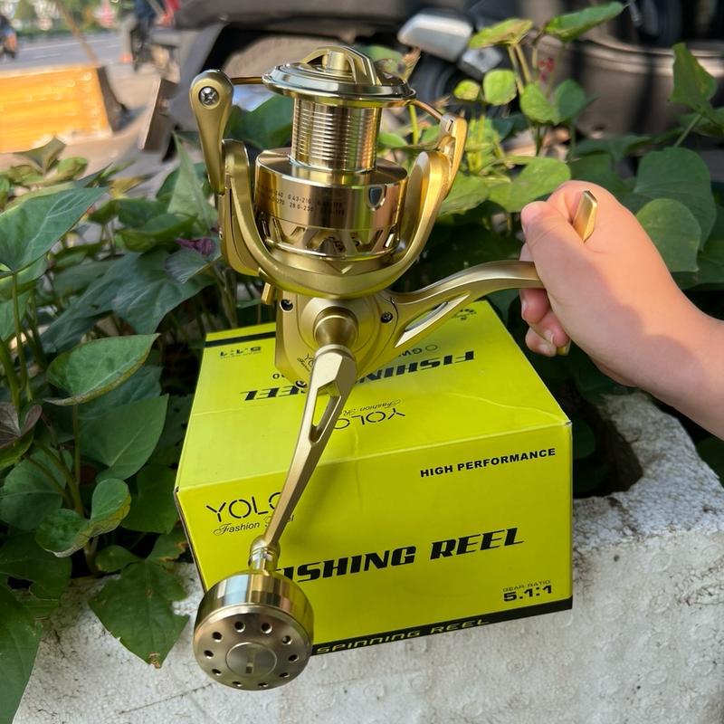 Máy câu cá YoLo GW mạ vàng siêu cute Fishing Đi Câu Bắt Cá Nam Tay Quay - Model GW, Mobin Kim Loại, Tay quay Hợp Kim, Núm tay quay Kim Loại