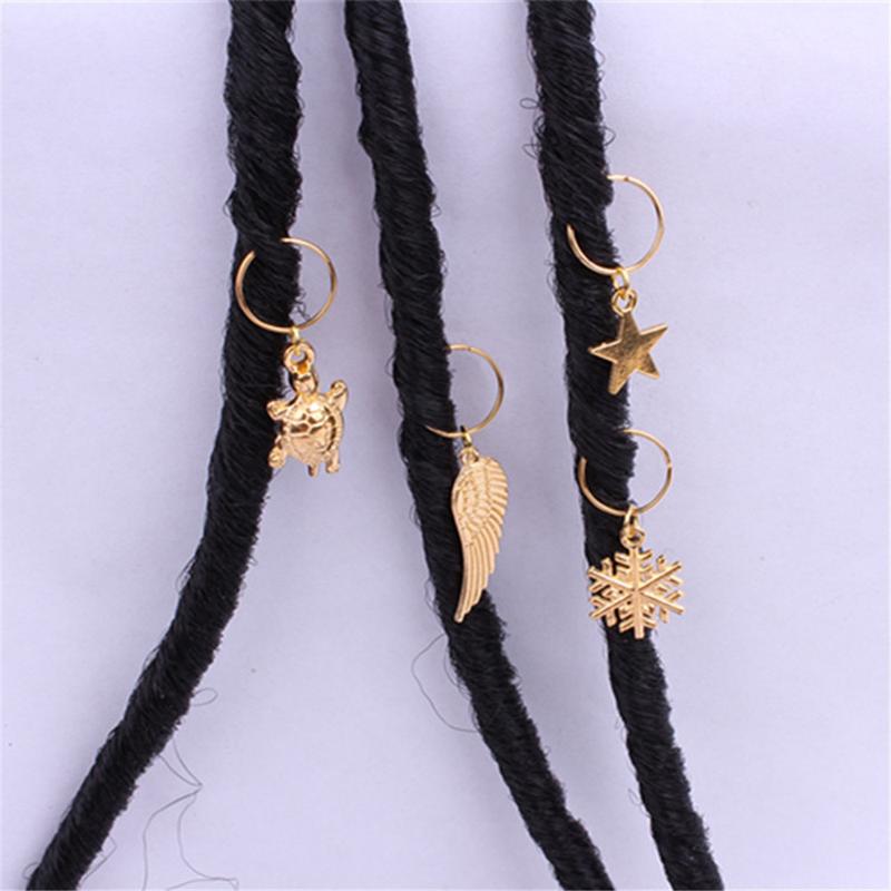 Product Introduction of Kẹp Hạt Cườm Sợi Tóc Bện, Phong Cách Quyến Rũ, Vòng Bít Nhẫn Trang Sức, Phụ Kiện Dreadlock, Vàng Kim, 11 3