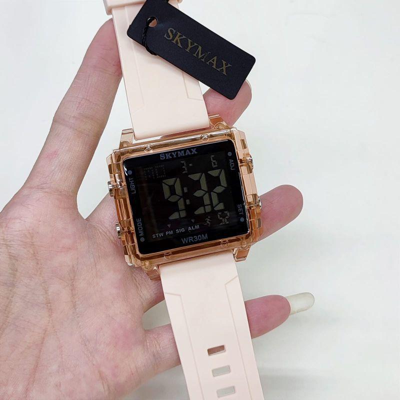 JAM TANGAN ORIGINAL WANITA SKYMAX DIGITAL CASE TRANSPARAN RUBBER Digital 2