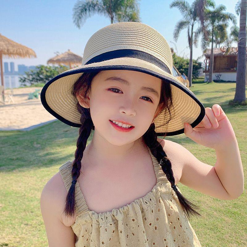 Mũ Chống Nắng Cho Trẻ Em, Vành Lớn, Thích Hợp Cho Mùa Hè, Cho Bé Gái, Chống Nắng, Mũ Đi Biển, Mũ Bucket Cho Bé Gái, Làm Bằng Rơm, Lý Tưởng Cho Các Hoạt Động Bờ Biển 1