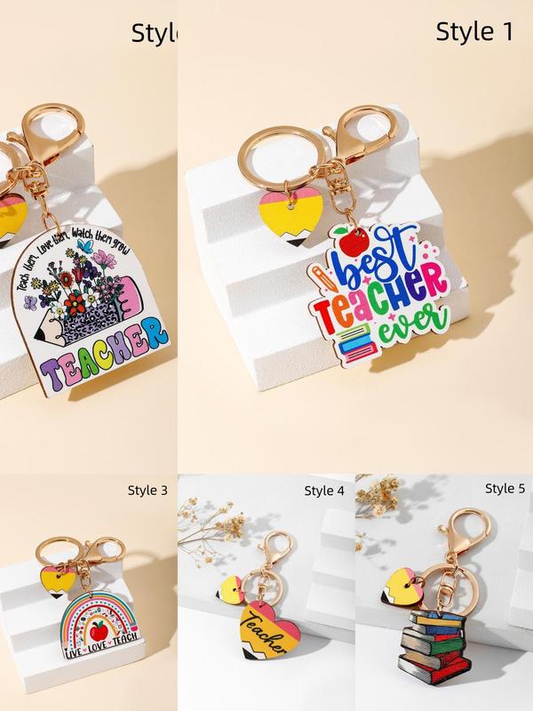 Creative Heart & Slogan Design Keychain, Cute Keychain for Teacher, Keychain Bag Pendant, Charms Car Keychain Accessories As Gift 2