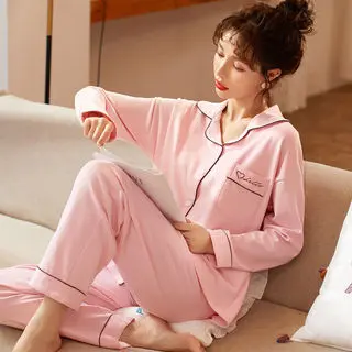 [TD2]Bộ Ngủ Nữ Pijama Áo Dài,Quần Dài, Chất Liệu Cotton Thu Đông 2023( Hàng Quảng Châu Cao Cấp)