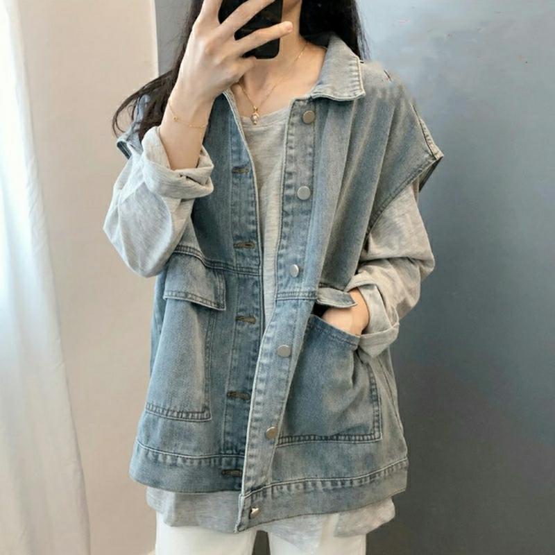 Áo khoác jean unisex nam nữ Gile cực đẹp đủ 2 màu xanh - đne form rộng BB Lady Shop