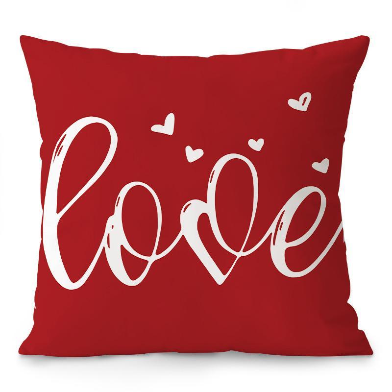 Product Introduction of Valentine's Day Themed Cushion Cover, 4 Counts/set Lovely Truck & Heart Pattern Cushion Cover without Filler, Home Decor for Living Room Bedroom 2
