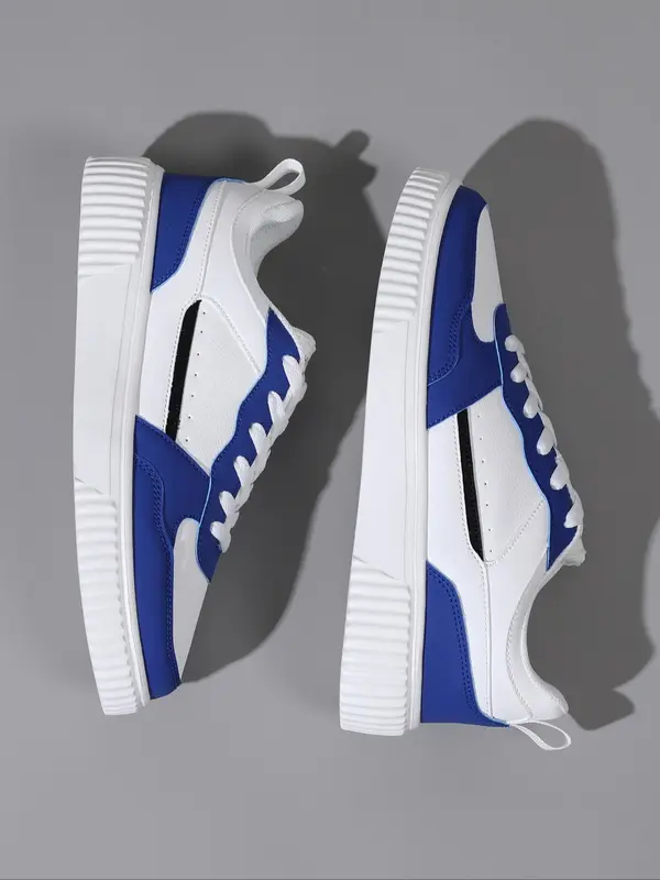 Men's Colorblock Lace Up Low Top Sneakers, Casual Comfortable Breathable Sports Running Shoes, Male All-match Round Toe Shoes for Daily Wear 4