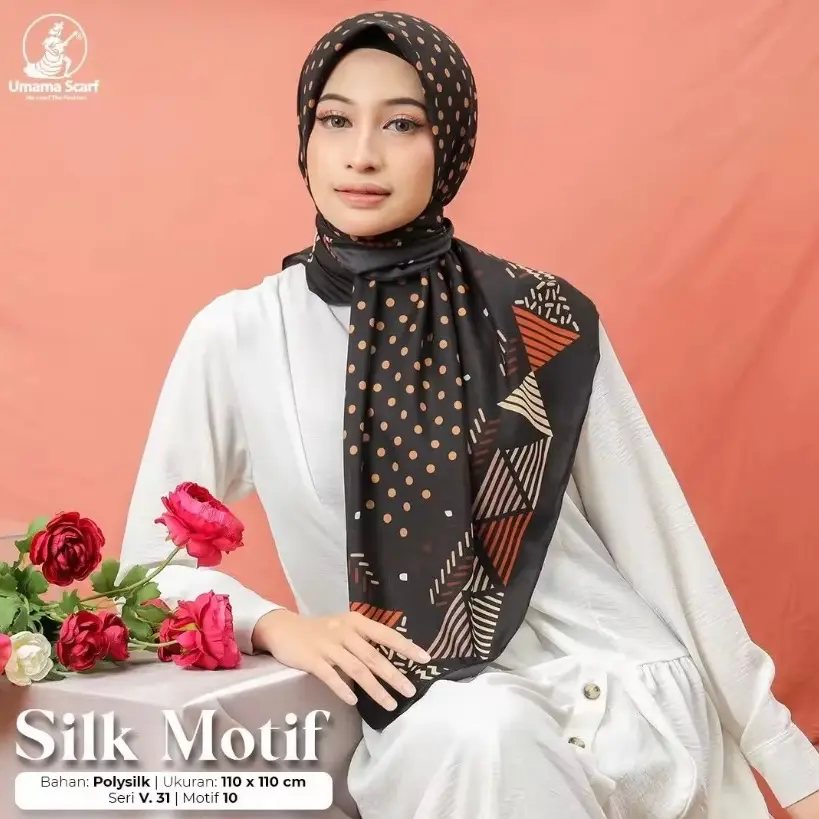 PROMO KERUDUNG SEGI EMPAT UMAMA MOTIF SILK  MOTIF RANDOM BISA PILIH WARNA