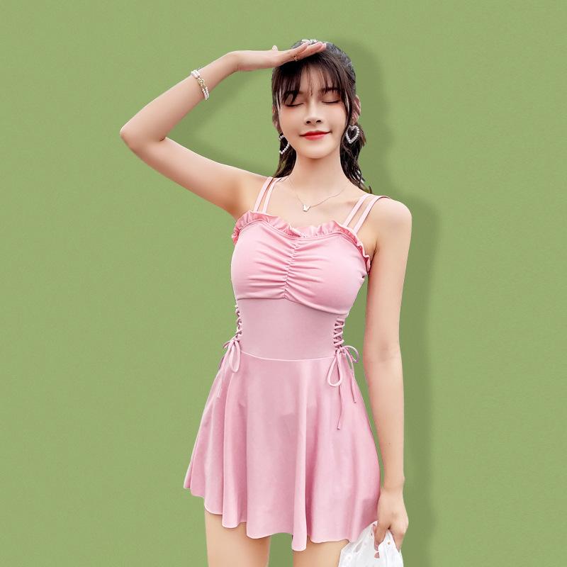 Product Introduction of Beachwear Solid Bikini Elegant One Bathing 2023 Women Swimsuit Swimwear Beach Korean Suit Conservative Piece Style 6