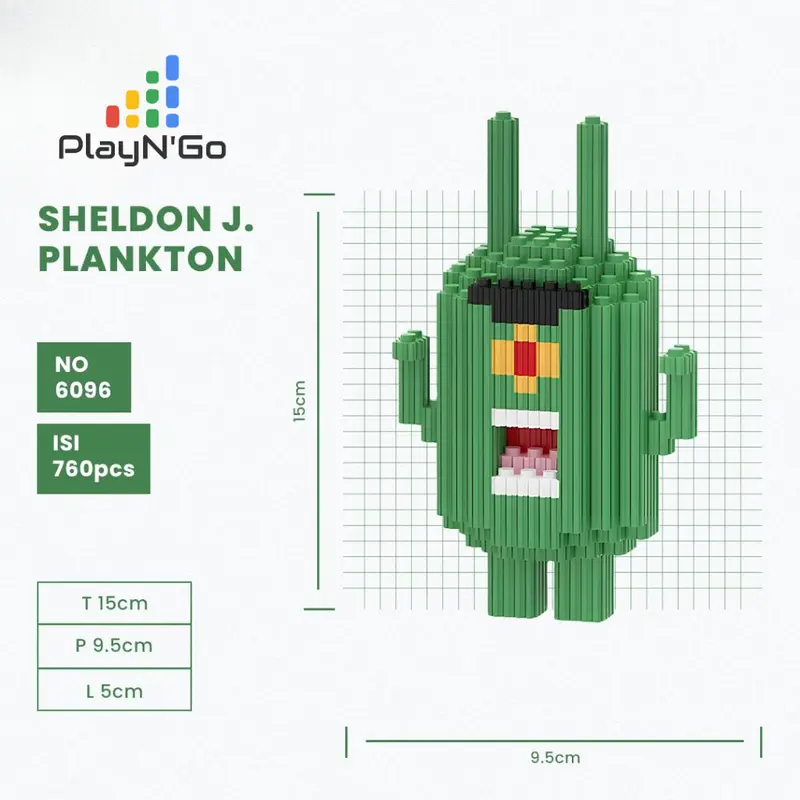 Original Nano Blocks Bricks SPONGEBOB & Friends 3D, Mainan Blok Susun, brick spongebob, Dekorasi Hiasan Karakter Animasi, hadiah Kado Anak 8