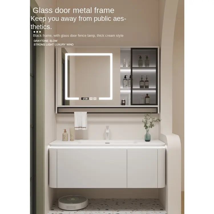 Cream style Light Luxury Smart Bathroom cabinets Bathroom Vanities sink Wash basin Bathroom vanity cabinet with sink