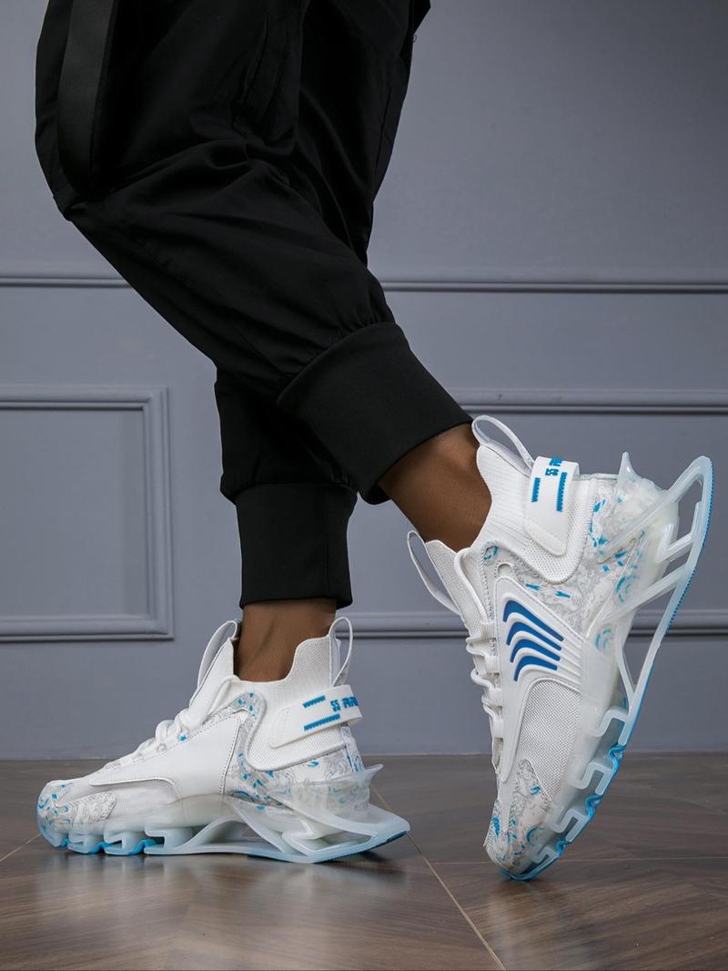 Product Introduction of Men's Patchwork Lace Up Running Shoes, Casual Breathable Comfortable Sports Shoes, Male All-match Round Toe Sneakers for Daily Wear 2