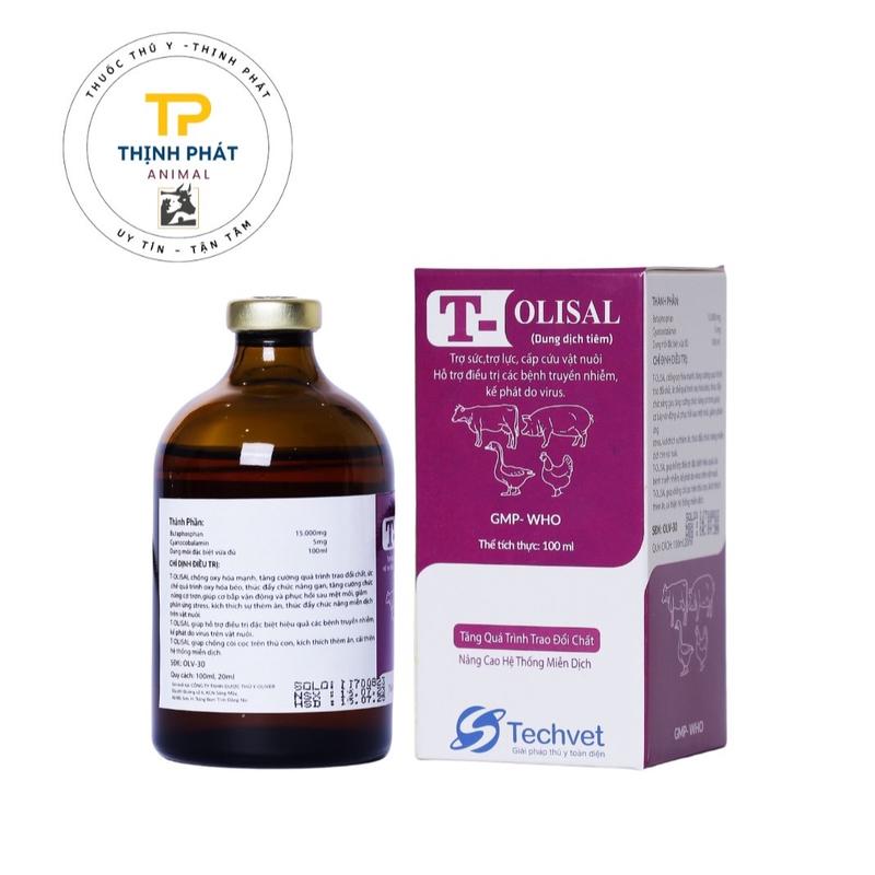 Olisal - Trợ sức, Trợ Lực (Techvet) - Câp cưu vật nuôi,  Hỗ trợ trị các bệnh truyền nhiễm kế phát do virus, chống còi cọc, kích thích thèm ăn, Cải thiện hệ thống miễn dịch 2