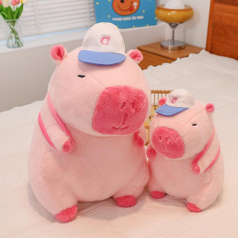 Gấu Bông Chuột Capybara Hồng Béo Đội Nón Mang Balo Màu Hồng Đáng Yêu Món Quà Dành Cho Mọi Lứa Tuổi Thú Nhồi Bông Thú Bông Toy Đồ Chơi