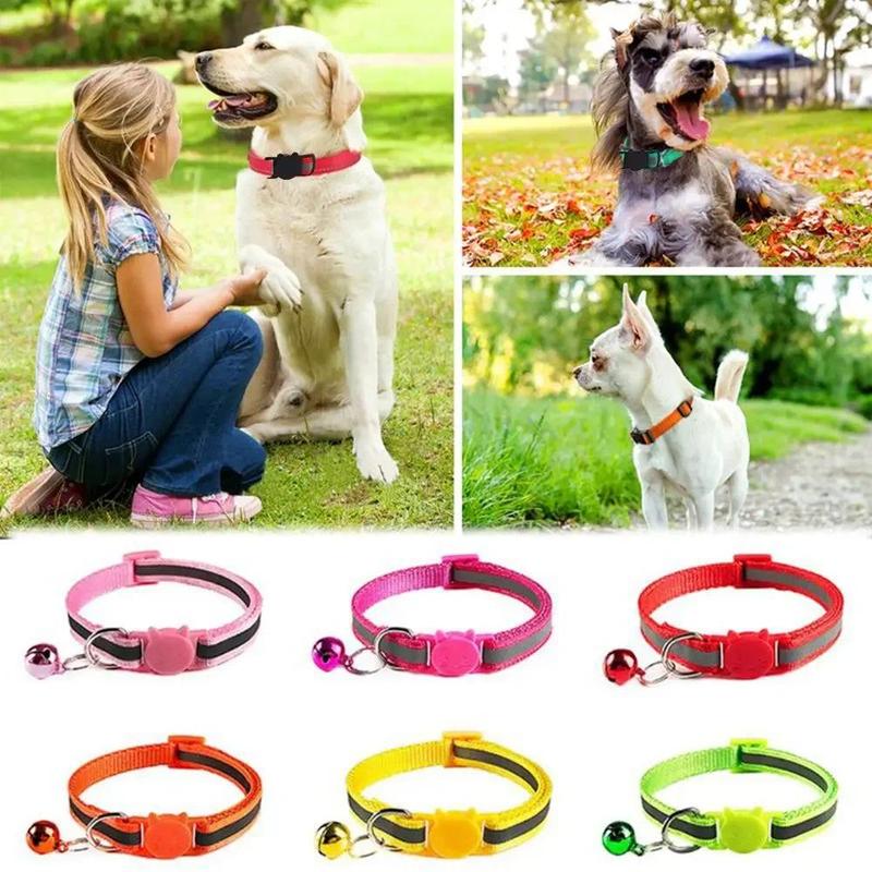Product Introduction of Safety Buckle Detachable Reflective with Bell Cute Pet Products Colorful Nylon Collars Accessories Necklace Cat Dog Bell Collar 8