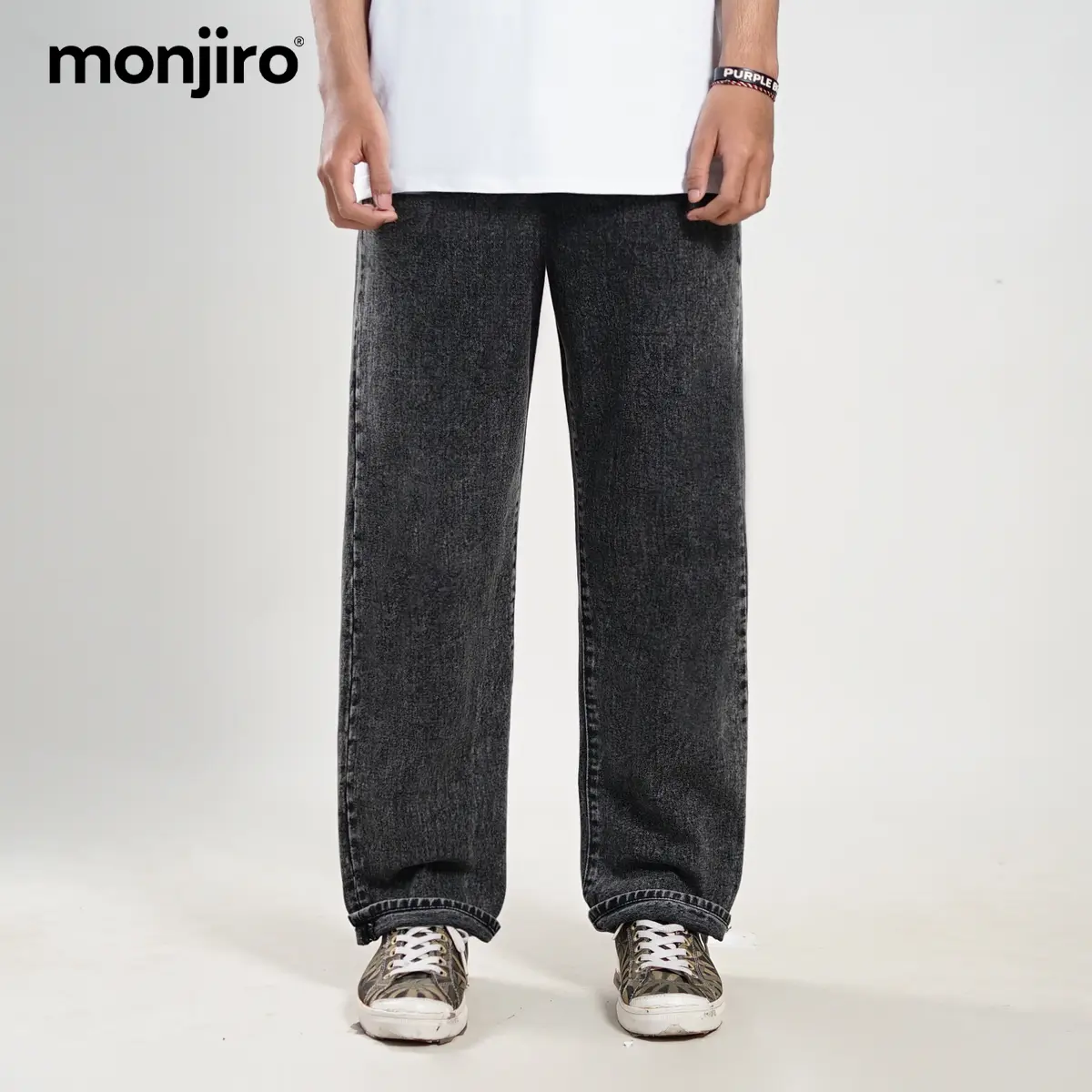 Monjiro - Flywings - Celana Panjang Denim Regular Pria - Jeans Non Strech - Bawahan Cowok Light Grey