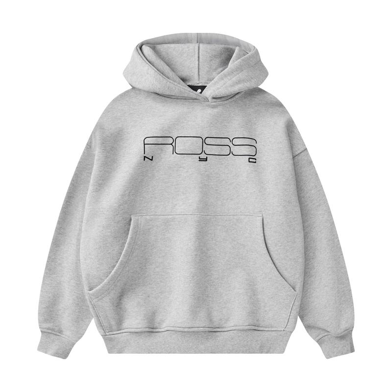  Áo Khoác Hoodie Xám Nữ  NYC  Ross Studio Nỉ Chân Cua 500gsm In Nhung Form Boxy - GRAY HOODIE - ROSS STUDIO - Women Top 