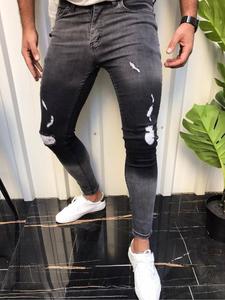 Men's Regular Fit Solid Color Ripped Slim Jeans, Casual Comfy Denim Pants for Daily Wear, Fashion Men's Bottoms for All Seasons, Cotton