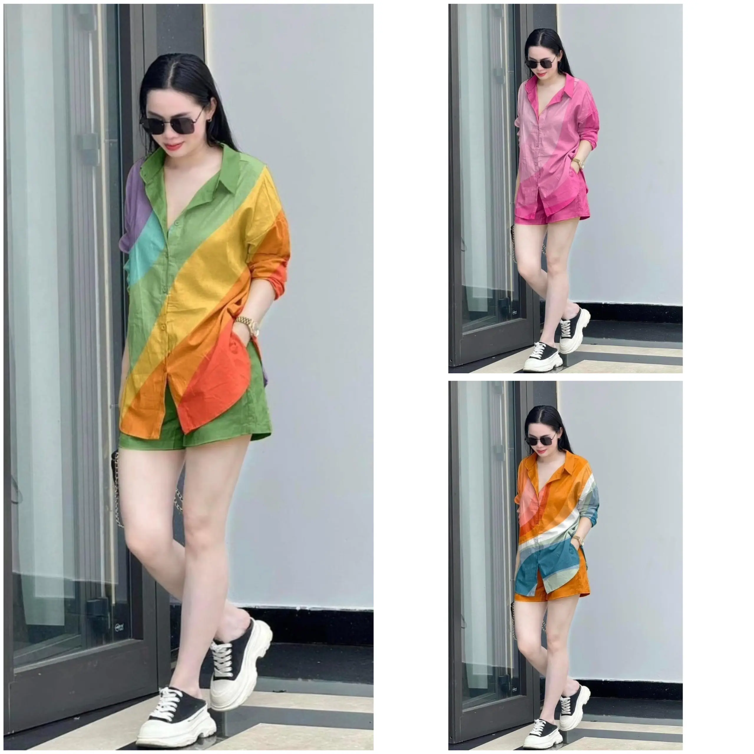Set Bộ Nữ, Set Đi Chơi Sảng Chảnh, Áo Sơ Mi, Quần Cộc T61