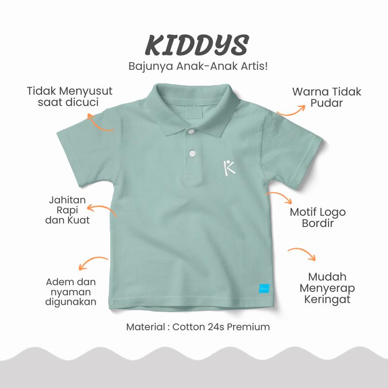 Product Introduction of Kiddys Baju Anak Kaos Pendek Kerah Unisex Cotton 24s 1-8 Tahun KA100 31