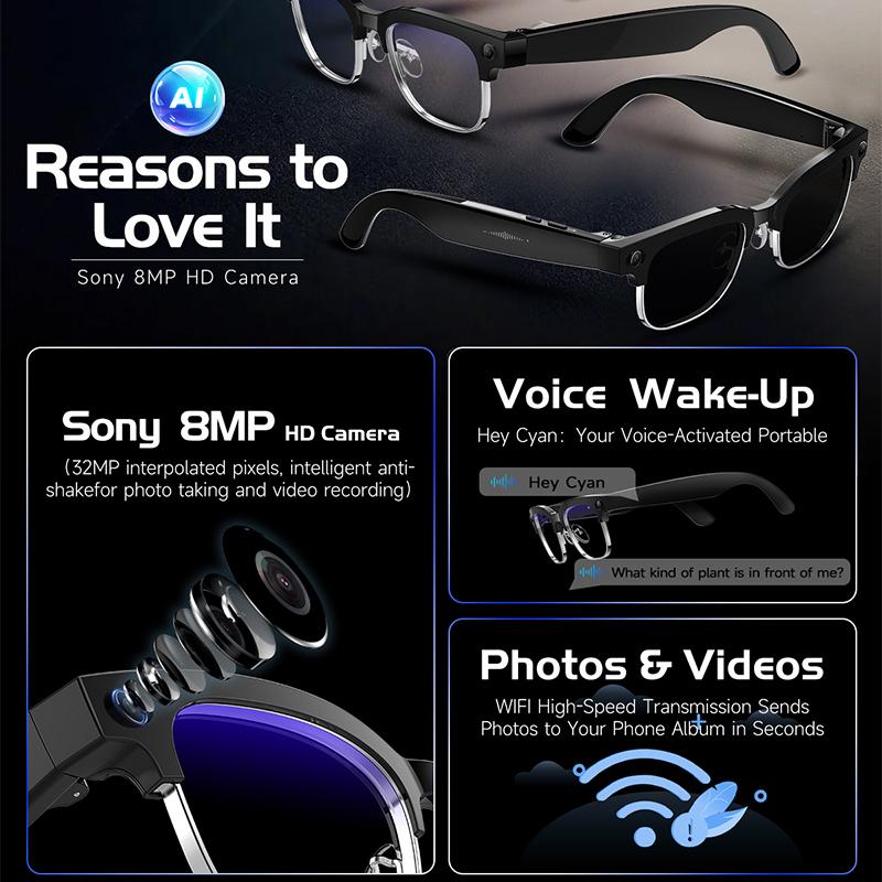 New 800W 4K UHD Camera Smart AI Glasses Recording Videos Photo Recognition Al Voice Translation 290mAh Bluetooth Smart Glasses - Image 3