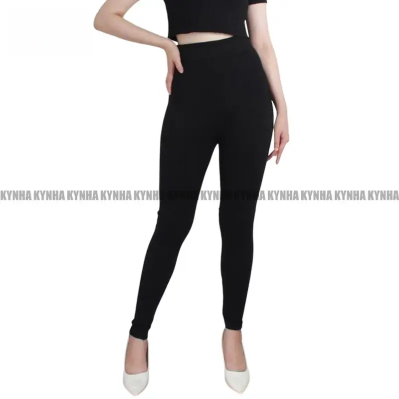 KYNHA Legging HW Wanita Polos Lembut Tebal Nyaman Celana High Waist Panjang Hitam Premium Dewasa  Katun Cewek Pendek 6
