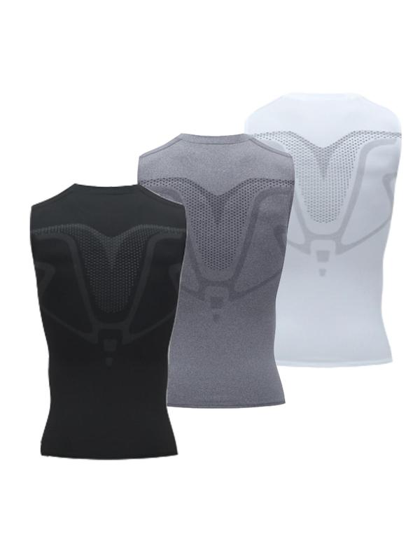 Men's Geometric Print Sports Vest, Breathable Quick Drying Compression Tank Top, Round Neck Sleeveless Top for Basketball Cycling Running 7