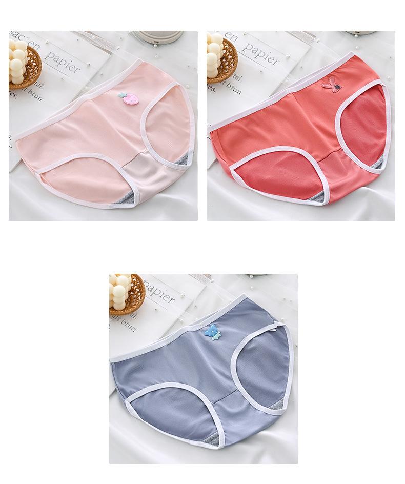 Product Introduction of 2024 Summer New Panties Female Cute Sweet Cartoon Girl Mid-Waist Breathable plus Size Girl Student Briefs Lady Lingerie 8