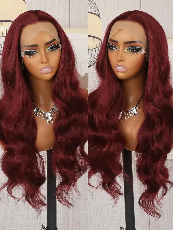 26 Inch Long Wavy Wigs for Women, Gorgeous Fluffy Wigs without Bangs, Synthetic Lace Front Wigs for Party, Daily Use 3