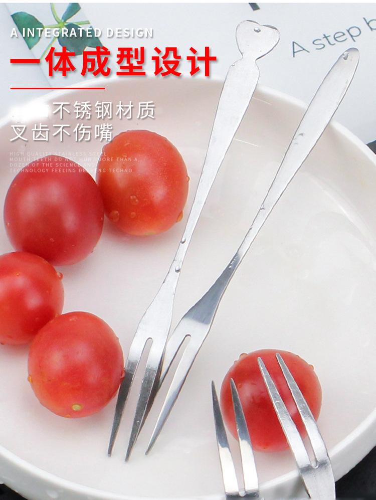 Product Introduction of 304 Stainless Steel Fork Household Fruit Fork Moon Cake Fork Dessert Cake Fork Portable Creative Fruit Toothpick Tableware Set 2