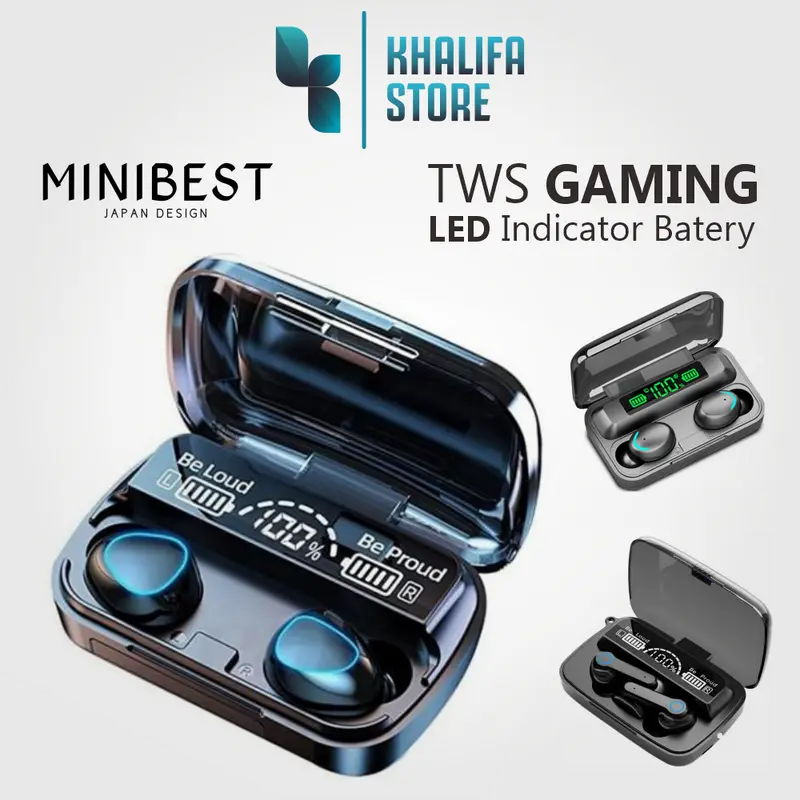 Headset Bluetooth TWS Pro Gaming LED Powerbank Headphone 0