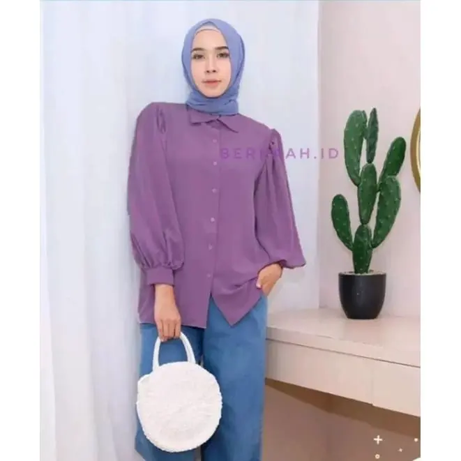 Kemeja Wanita Kekinian Crinkle Airflow Pemium By AS3 Atasan Panjang Baju Dewasa Oversize Casual Cewek Katun 8