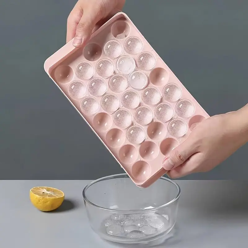 Ice Cube Tray, 3 Counts/set 33 Grids Food Grade Silicone Ice Cube Mold, Round Diamond Ice Cube Maker, Ice Tray for Home Kitchen 2