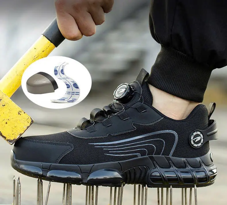 Giày Bảo Hộ Lao Động Mũi Thép Đế Kevlar Chống Đinh Chống Va Đập Chống Trơn Có Nút Vặn Điều Chỉnh Dây Thông Minh Siêu Nhẹ giay bao 2