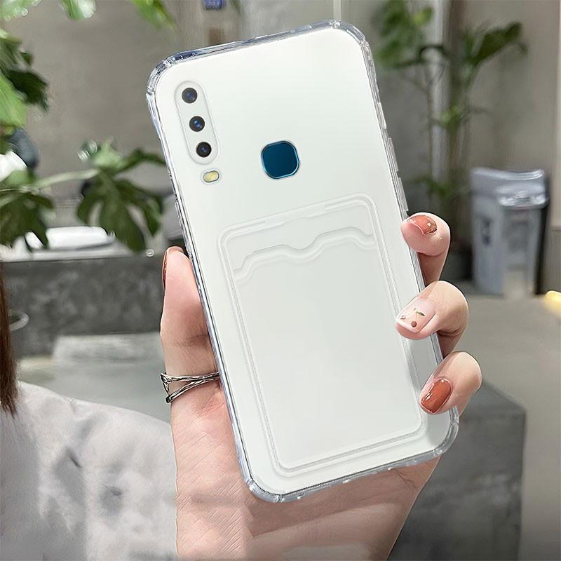 FOR ALL TYPE HP New! Transparent Card Slot Holder - Softcase Fullcover For Vivo Y17 Y12A Y12S Y20 Y20i Y20S Y21 2021 Y11 2019 Y12 Y12i Y15  Y21S Y33S T1X Y21T Y21A Y15S Y15A Y01 Y15C Y91C Y1S Y91 Y93 Y95 Y91i Y02 Y02T Y22 Y22s Y35 Y16 Y02s Y17S Y100 5