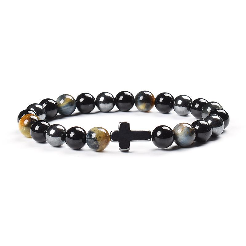 Product Introduction of Vòng Tay Bảo Vệ Ba Lần, Được Làm Bằng Hematite Tự Nhiên, Đá Mắt Hổ Đen Và Hạt Đá Mắt Hổ, Thích Hợp Cho Phụ Nữ Và Nam Giới, Vòng Tay Chéo, Mang Lại May Mắn, Hiệu Ứng Bó Sát 10