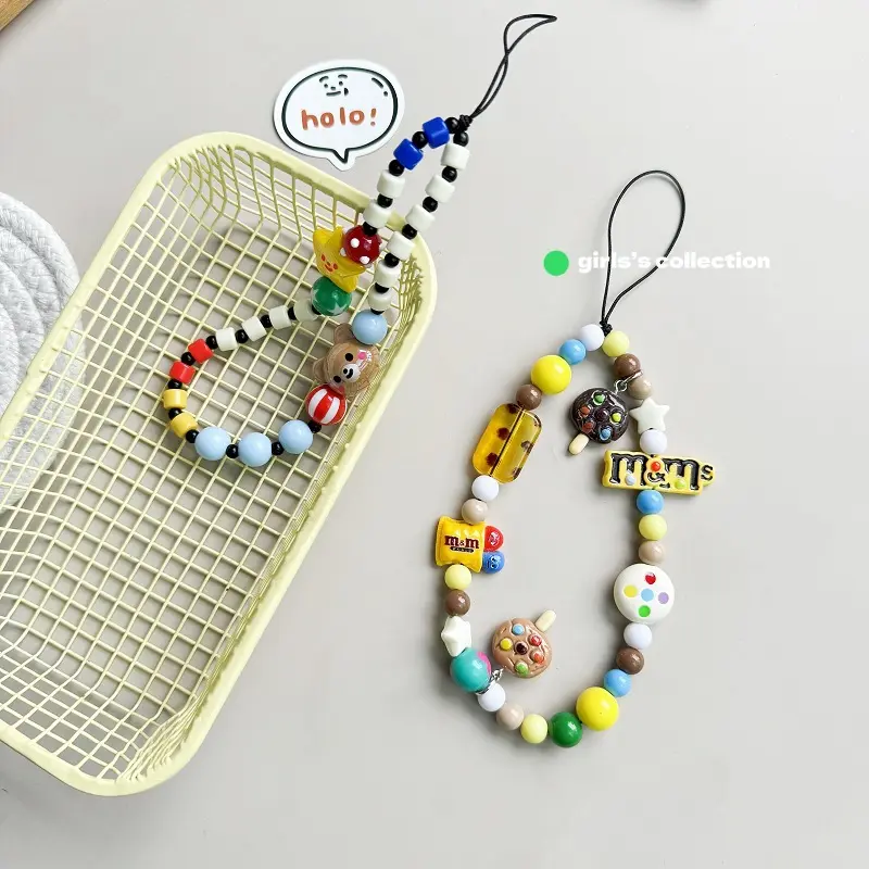 Dây Đeo Điện Thoại, Mặt Dây Chuyền Trái Tim Ngôi Sao Năm Cánh Gấu Bánh Quy Dễ Thương, Dây Chuyền CCD Đầy Màu Sắc, Dây Chuyền Mặt Dây Chuyền Chống Thất Lạc 3