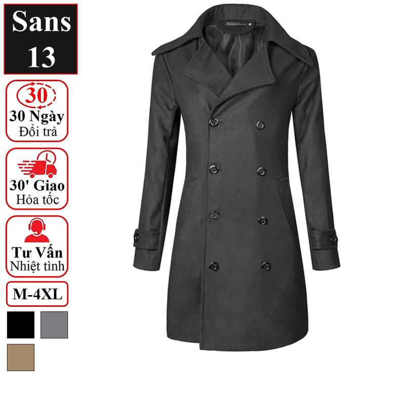 Áo dạ nam dáng dài Sans13 măng tô hàn quốc đẹp mangto khoác ngoài choàng trench coat cỡ to lớn bigsize 3XL 4XL 80kg 90kg