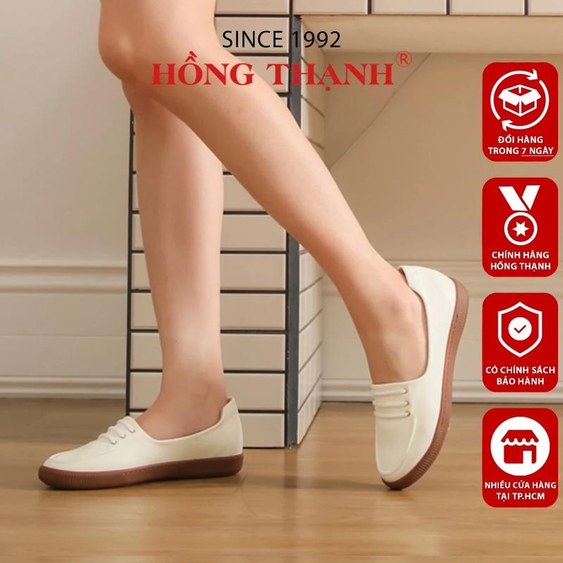  HỒNG THẠNH - Giày Lười Nữ Êm Ái 2 Màu Đen và Trắng - 6310 7574 Nữ Women Casual Shoes 