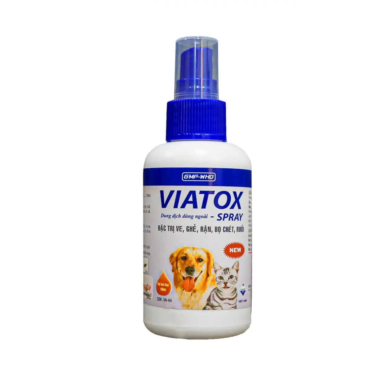 VIATOX SPRAY (CHÓ MÈO) VE GHẺ, RẬN, BỌ CHÉT, RUỒI TRÊN CHÓ MÈO. (Thuốc bổ cho vật nuôi)