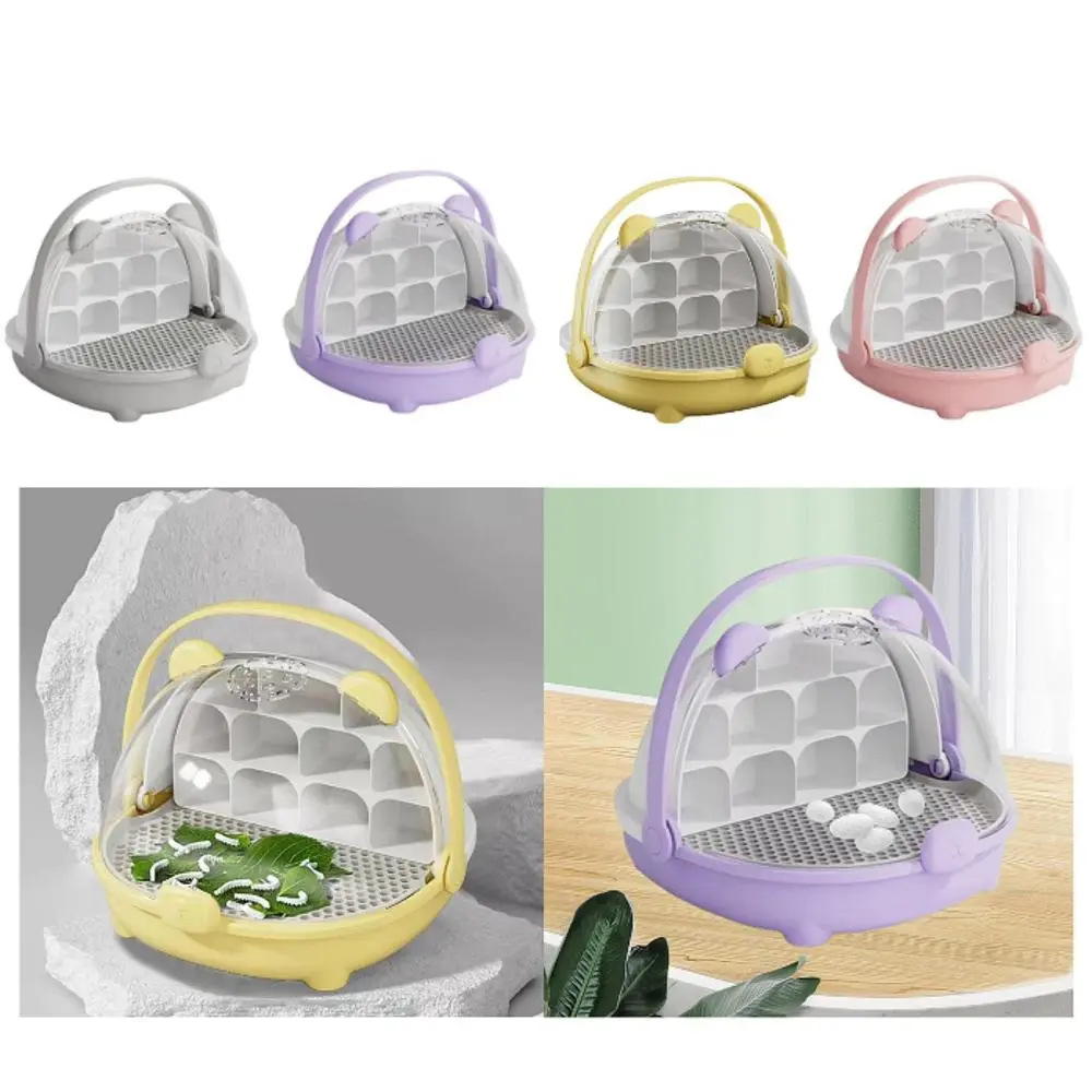 Silkworm Breeding Box Silkworm Hatching Container Carry Handle for Silkworms Turtles Observation Cabin Small Pet Breeding Box