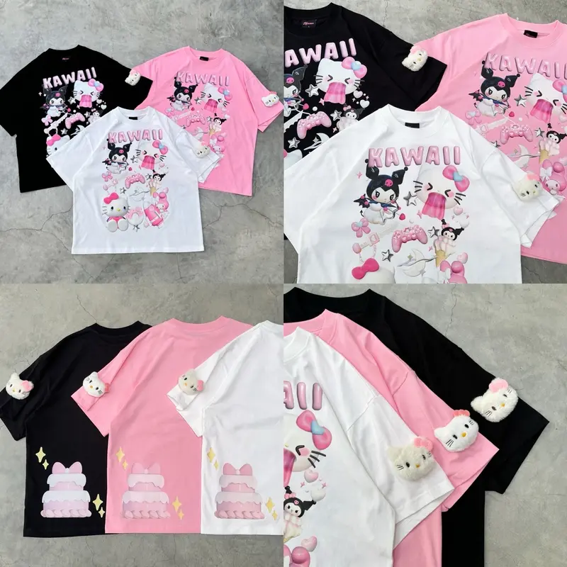 ÁO THUN NEXXUS KITTEE TEE - ĐÍNH GẤU BÔNG HELLO KITTY TO TRÊN TAY ÁO 2
