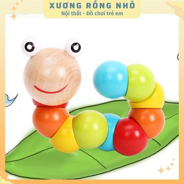Đồ Chơi Con Sâu Gỗ - Uốn Dẻo - Nhiều Màu Sắc, đồ chơi gỗ phát triển trí tuệ, giáo cụ montessori, Xương Rồng Nhỏ 6