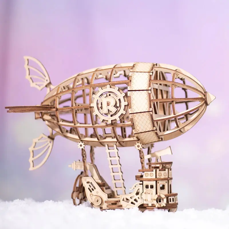Robotime ROKR DIY 3D  Wooden Puzzle Game Assembly Popular Toy Gift for  Adult Brain Teaser Construction Set for Teens TG407 Airship 2