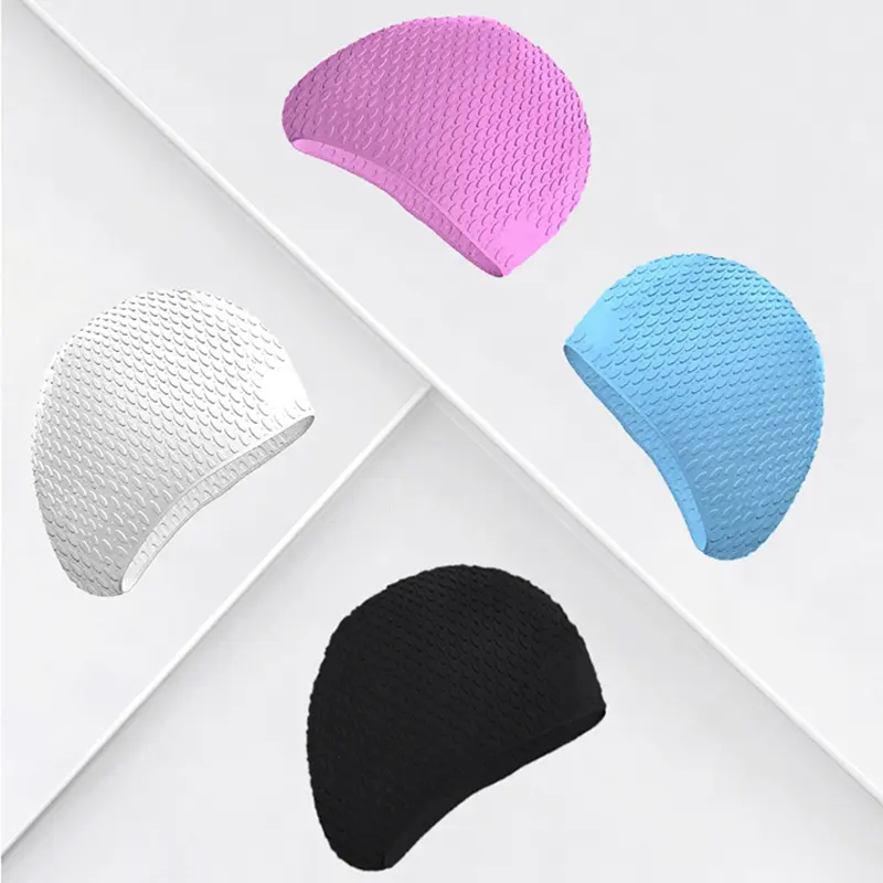 Mũ Bơi Hình Giọt Nước, Chất Liệu Silicon, Dành Cho Người Lớn, Thiết Kế Bong Bóng Mở Rộng, Siêu Co Giãn, Không Thấm Nước, Có Bảo Vệ Tai 5