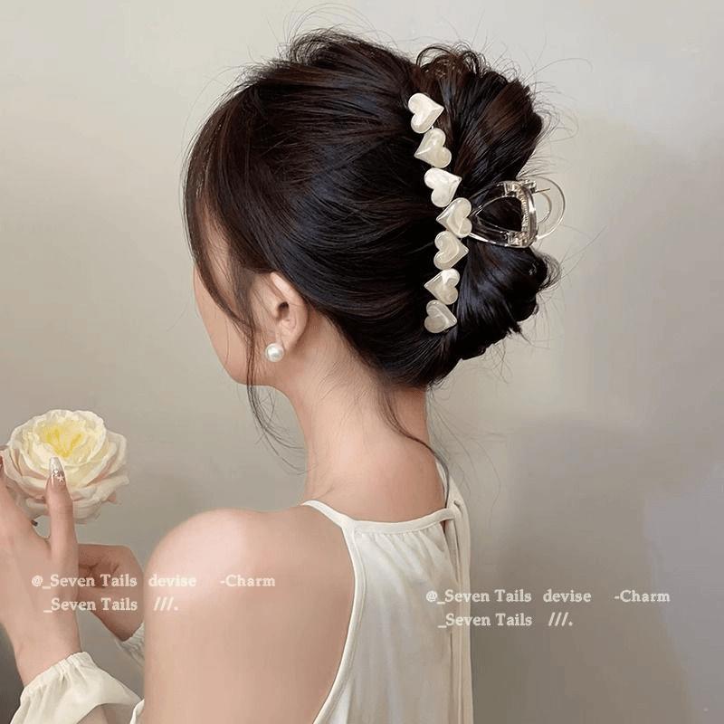 Kẹp Tóc Cá Mập, Màu Thạch Thanh Lịch, Kẹp Tóc Dễ Thương, Kẹp Tóc Trái Tim Thời Trang, Dành Cho Nữ, Kẹp Tóc Búi Tóc Sau Đầu Women 4