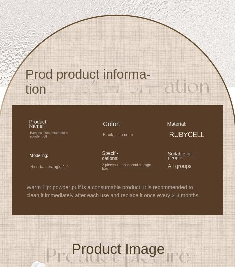 Product Introduction of [New product] Lishu black pineapple potato chip powder puff air cushion is super soft and does not eat liquid foundation double-sided dry wet powder puff Makeup Cosmetic heated  eye makeup  tool 9