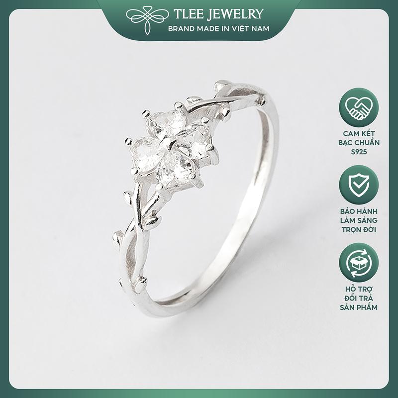 Nhẫn bạc nữ TLEE cỏ bốn lá đính đá cao cấp TLEE JEWELRY A0104
